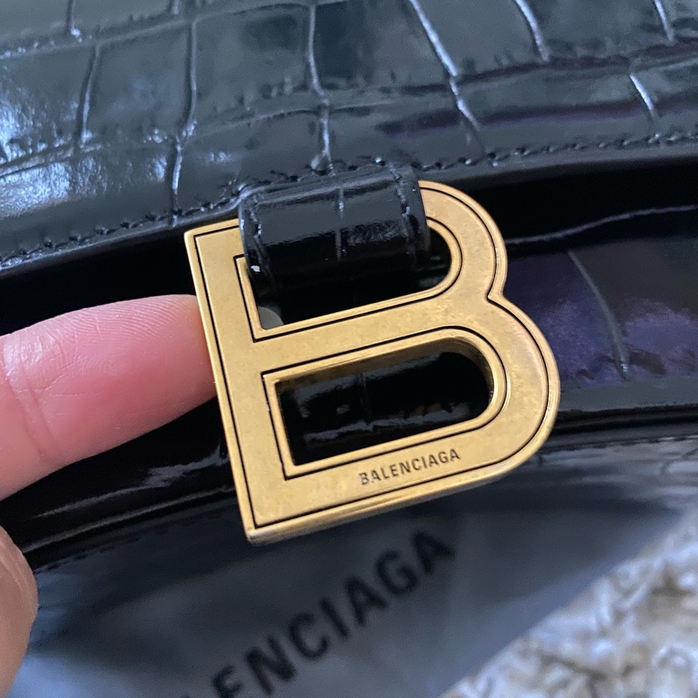 Balenciaga Black Croc-Embossed Crossbody Bag - Picture 3 of 17